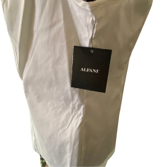 NWT Alfani Cotton Stretch Sleeveless Blouse White Accordion Ruffle Neck Sailor - Picture 5 of 7